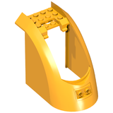 Yellow LEGO 37493 Train Front 6x10x7 piece, showing studs on top and two round holes at the bottom front.