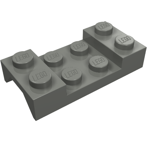 Gray LEGO 3788 Vehicle, Mudguard 2 x 4 with Arch Studded part, featuring studs and a sloped front.