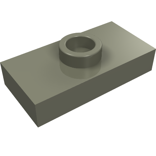 Tan LEGO Plate, Modified 1 x 2 with 1 Stud without Groove (Jumper), part 3794a.