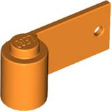 Orange LEGO Door 1 x 3 x 1 Right with a cylindrical base, a single stud, and a flat plate with a small hole.