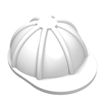 A white LEGO Minifigure, Headgear Helmet Construction, featuring a domed top with six ridges and a small brim.