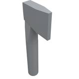 Grey LEGO Minifigure Utensil Axe, part 3835, viewed from an angle against a white background.
