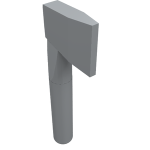 Grey LEGO Minifigure Utensil Axe, part 3835, viewed from an angle against a white background.