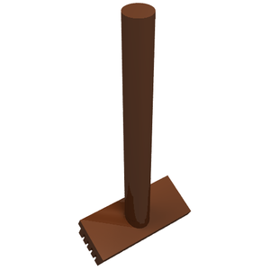 A brown LEGO minifigure utensil push broom, with a long cylindrical handle and a flat, bristled head.