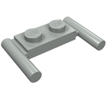 Light grey LEGO 1x2 modified plate with two bar handles with round ends, mid attachment.