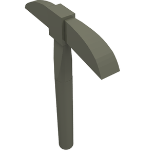 Gray LEGO minifigure utensil pickaxe on a white background.