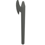 Dark grey LEGO minifigure weapon axe or halberd. Single piece accessory with blade and pointed handle end.