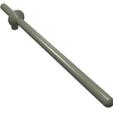 A dark grey LEGO Minifigure Weapon Lance, with a long shaft, a round hand guard, and a small connecting peg.