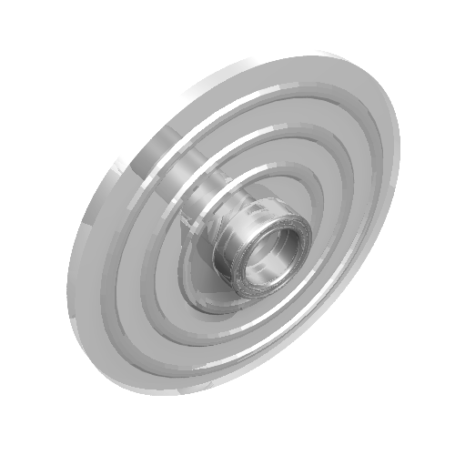 LEGO Minifigure Shield Circular with a ridged face and central connector, light grey.