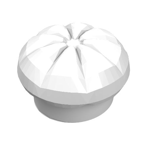 White LEGO 3898 Minifigure Headgear Hat, Chef Toque, with a pleated and folded top design.