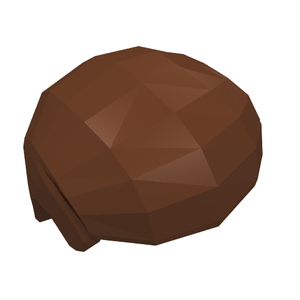 Brown LEGO Minifigure, Hair Male Smooth piece, featuring a rounded, polygonal design, viewed from an angle.