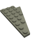 Grey LEGO Wedge Plate 8 x 4 Wing Left, featuring 18 visible studs on its surface.