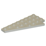 White LEGO 3933a Wedge Plate 8 x 4 Wing Left. Angled triangular LEGO plate with studs on top.
