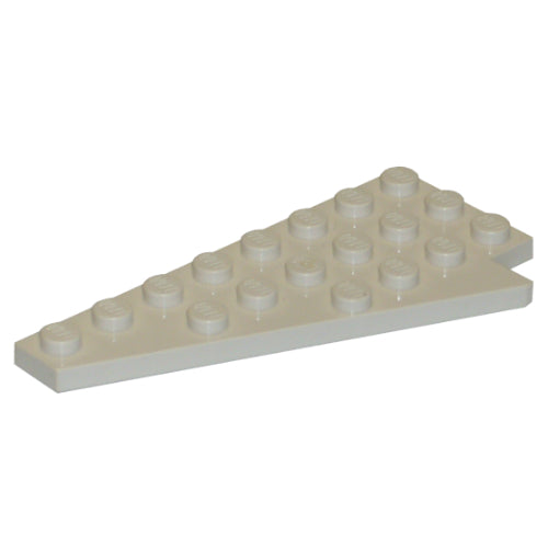 White LEGO 3933a Wedge Plate 8 x 4 Wing Left. Angled triangular LEGO plate with studs on top.