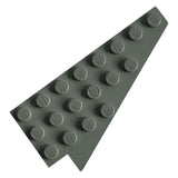 Grey LEGO 3934a Wedge, Plate 8 x 4 Wing Right without Underside Stud Notch on white background.