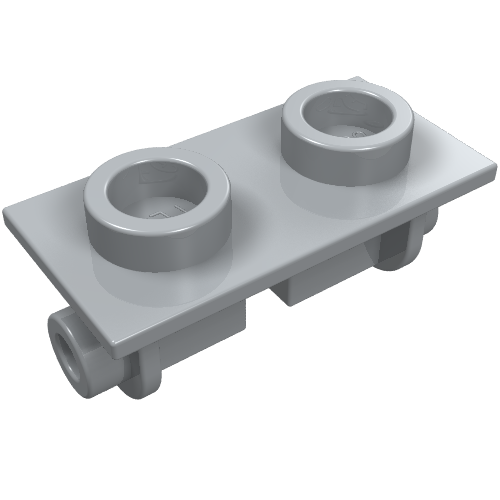 A light gray LEGO Hinge Brick 1 x 2 Top Plate (part 3938) with two studs and a hinge barrel.
