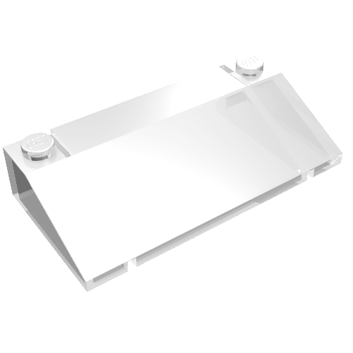 White LEGO 3939 Slope 33 3x6 with Inner Walls, featuring a sloped surface, visible studs, and clear details.