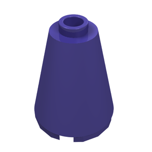 Dark purple LEGO 3942c Cone 2 x 2 x 2 with an open stud on top, against a white background.