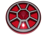 LEGO 3960pb042 red 4x4 inverted dish radar with solid stud and gray radial TIE Fighter cockpit pattern