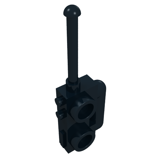 Black LEGO Minifigure Utensil Radio (part 3962a) with antenna, compact handle, and two front circular details.
