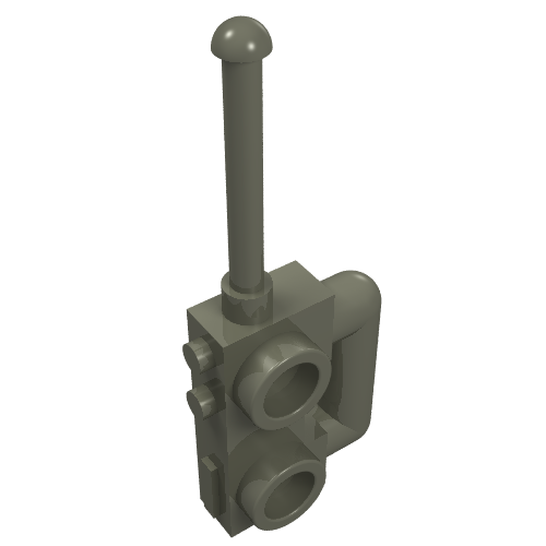 Dark stone grey LEGO minifigure radio with an extended antenna, side buttons, and a curved handle.