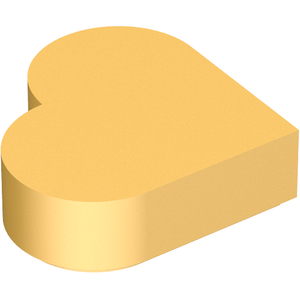 LEGO 39739 - Tile, Round 1 x 1 Heart, in gold or tan, viewed from a slightly elevated angle.