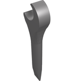 A dark grey LEGO minifigure utensil tool combining a spanner wrench head and a pointed screwdriver/pry bar shaft.
