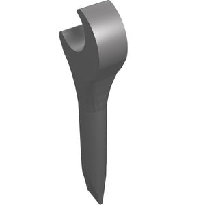 A dark grey LEGO minifigure utensil tool combining a spanner wrench head and a pointed screwdriver/pry bar shaft.