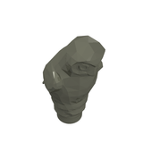3D render of a dark grey, low-polygon LEGO 40232 Owl's head with rounded features, facing slightly right on a white background.