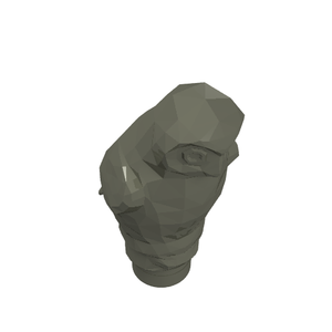 3D render of a dark grey, low-polygon LEGO 40232 Owl's head with rounded features, facing slightly right on a white background.