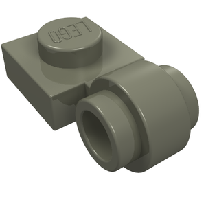 Grey LEGO Plate, Modified 1 x 1 with Light Attachment - Thick Ring, showing the stud with the LEGO logo.