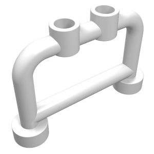 White LEGO Bar 1x4x2 with two open studs on top, forming an arched structure.