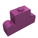 Purple LEGO 4088 Modified 1 x 4 x 2 Center Stud Top brick, isolated on a white background.