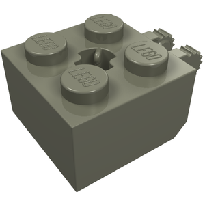 Grey LEGO 40902 Hinge Brick 2x2 Locking, with 2 vertical fingers and an axle hole.