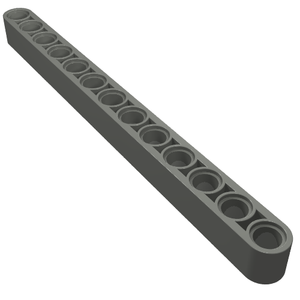 Dark gray LEGO Technic Liftarm Thick 1 x 13 with 13 circular pin holes.