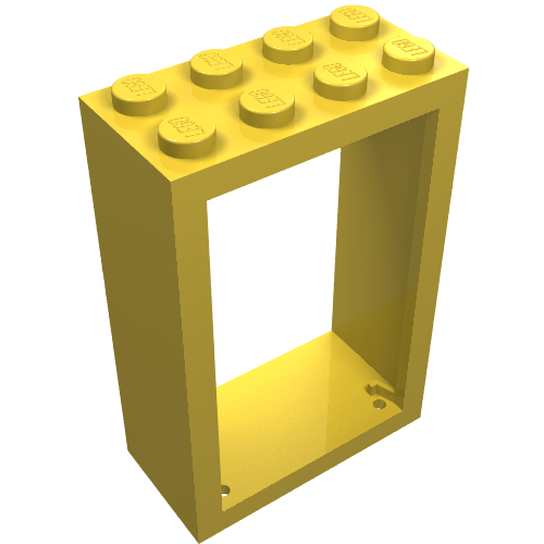 Yellow LEGO Door Frame 2 x 4 x 5, part 4130, with 8 studs on top.