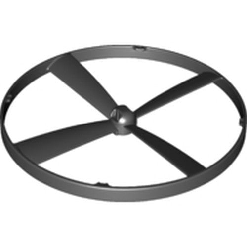 LEGO 41325 dark gray propeller with four blades, featuring a protective outer ring and central attachment point.