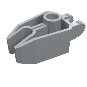Light gray LEGO Hinge 1 x 3 Locking with 2 Fingers and Claw End, featuring a central pin hole and gear teeth.