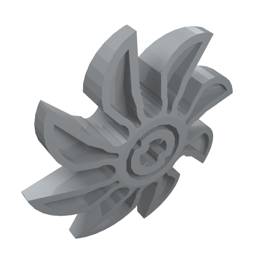 Gray LEGO Propeller 8 Blade 5 Diameter, part 41530, from an angled perspective.