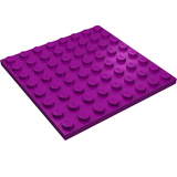 Purple LEGO 41539 Plate 8 x 8, viewed from an angle showing the studs with LEGO branding.