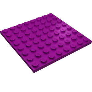Purple LEGO 41539 Plate 8 x 8, viewed from an angle showing the studs with LEGO branding.