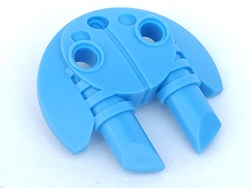 Bright light blue LEGO Bionicle Weapon 5 x 5 Shield with Dual Round Prongs, featuring connection points.