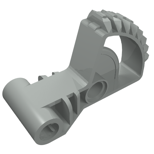 Grey LEGO Technic Arm 2x5 with 1/4 Gear 8 Tooth Double Bevel (part 41667).