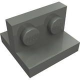 Dark gray LEGO 41682 bracket 2x2, 1x2 centered, with two studs embossed with LEGO logo.