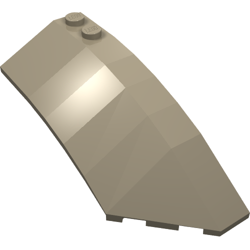 Tan LEGO 41749 Wedge 8 x 3 x 2 Open Right piece with two studs on top, angled view.