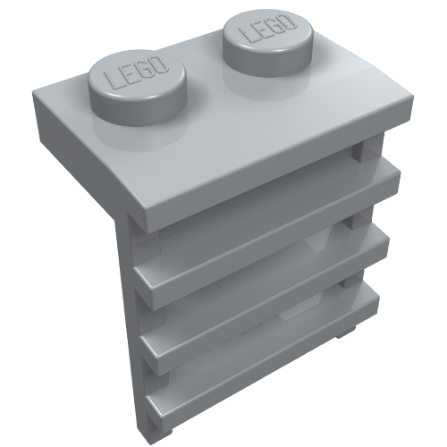 Grey LEGO 4175 Ladder 1 1/2 x 2 x 2 part, with two studs on top and four horizontal rungs.