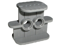 Gray LEGO 41752 Rubber Band / Belt Holder 2 x 4 x 2 1/3 piece with two circular holes in the center and a ridged top surface.