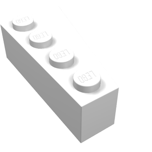 White LEGO brick with four studs, each embossed with 'LEGO'.