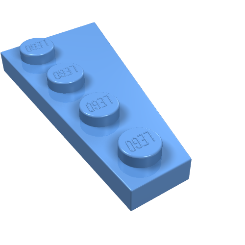 Light blue LEGO 41770 Wedge, Plate 4 x 2 Left, showing four studs with LEGO logo.