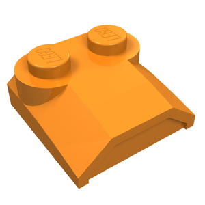 An orange LEGO Slope, Curved 2 x 2 x 2/3 with 2 Studs and Curved Sides, Lip End.
